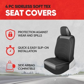 Motor Trend Black Cloth Car Seat Covers for Front Seats – Premium Automotive Bucket Seat Covers, Made for Vehicles with Removable Headrests, Interior Covers for Car Truck Van SUV Seat Protector
