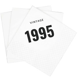 SharkBliss Vintage 1995 30th Birthday Cocktail Napkins, 100 Pack Black Vintage 1995 Disposable Paper Beverage Cocktail Napkins for His Her Thirty 30th Birthday Party, 2-Ply, 5x5" (1995 Black)