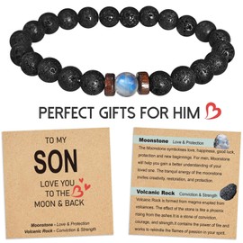 OUXUNX Easter Basket Stuffers for Teen Boys Natural Gemstone Bracelet for Son...