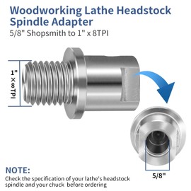 Woodworking Lathe Headstock Spindle Adapter Shopsmith 5/8" to 1" x 8tpi