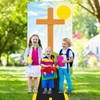 2PCS Religious Cross Backdrop with Road Decorations Religious Cross Backdrop