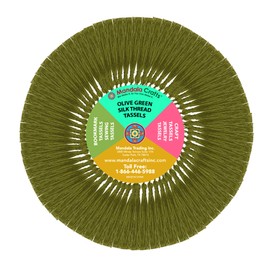 Mandala Crafts Small Olive Green Bookmark Tassels – 100 Bulk Silky Mini Craft Tassels with Loops for Bookmarks, Jewelry Making, Graduation Decorations, and Keychains