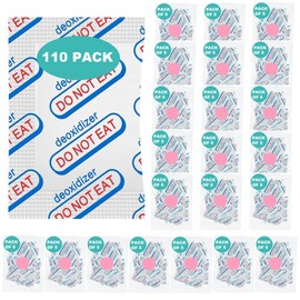 QMUNST Food Grade Oxygen Absorbers, 110 Packs 100CC Oxygen Absorbers for Long Term Food Storage, (5 Pack in Individual Bag) Oxygen Absorber with Indicator for Freeze Dryer, Mylar Bags, Canning