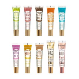 Ruby Kisses Broadway Vita-Lip Clear Lip Gloss (10 Pack), Ultra-Hydrating & Soothing Formula with Vitamins, High-Shine Non-Sticky Finish Lip Balm with Mint, Rosehip, Coconut, Mango, Argan, Honey, Shea