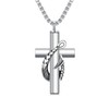 SIMONLY Cross Urn Necklace for Ashes 925 Sterling Silver Fish
