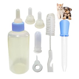 Howinn Pet Nursing Bottle Kits and 5ml Liquid Dropper, Pet Feeding Tool, Replacement Silicone Nipple Cat Feeding Bottle for Newborn Kittens, Small Animals