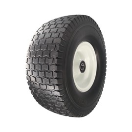 Flat Free Lawn Mower Tire 15x6.00-6 with 3/4 Bore, 3" Hub Flat Free Tire and Wheel 13x5x6 for Lawn Tractor Garden Trailer Zero Turn Lawnmower Replacement Parts