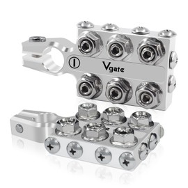 Vgate 16-Way Lead Acid Battery AGM Post Terminal Ends, Distribution Block Bus Bar, 8AWG up to 4/0(XL) AWG Gauge, Positive & Negative for SAE/DIN/EN Tapered Top Post