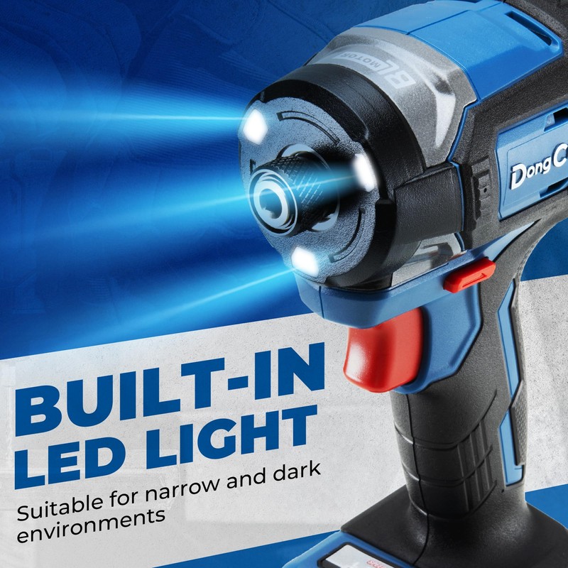 Dong Cheng 20V Brushless Impact Driver, 1840in-lbs Torque, 3200RPM, 4300IPM,