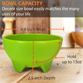 KSEV Salsa Bowls – 6 Pack (Multi Color), 13oz BPA FREE Small Bowl Unbreakable Mexican Molcajete Chip Guacamole, Serving Dish, Sauce Cup, Side bowl, Snack, Chips, Dip, Nuts, Candy, Ice Cream, Party Use