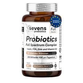 SEVENS NUTRITION Probiotika Komplex - Darmbakterien Kapseln Hochdosiert - 200 Milliarden KBE/Tagesdosis - 30 Bakterienst?mme mit Lactobacillus & Bifidobakterien - Mit Inulin und FOS - 60 Kapseln - Sevens