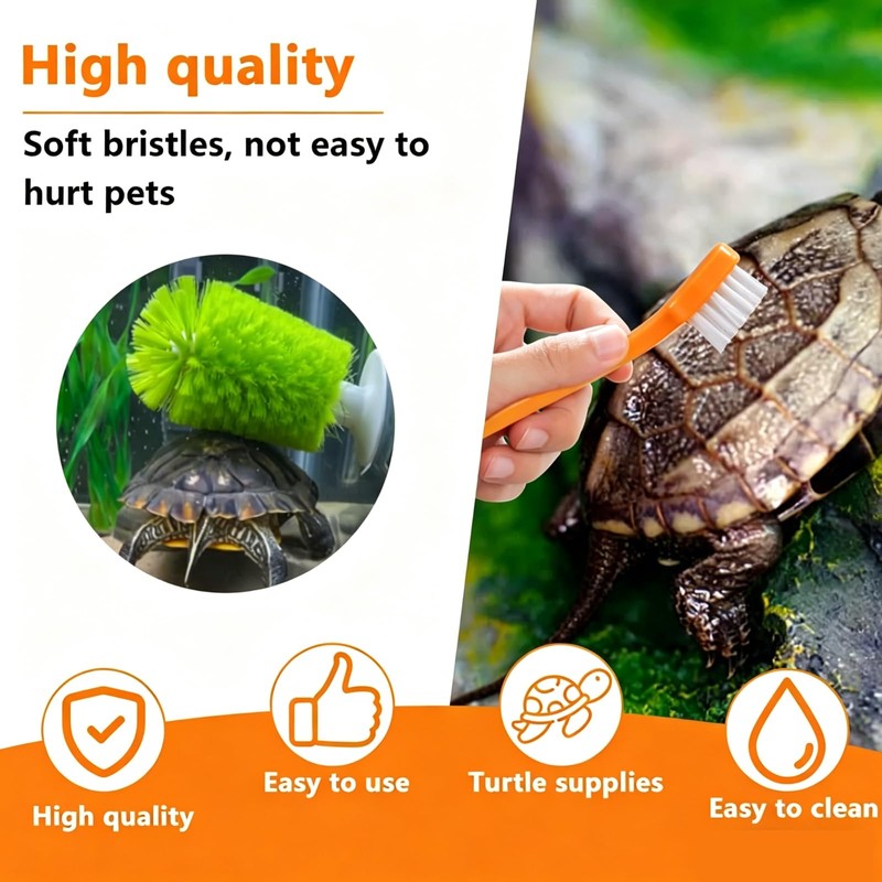 Fertrey 3 Pcs Turtle Tank Accessories, Turtle Brush with Suction
