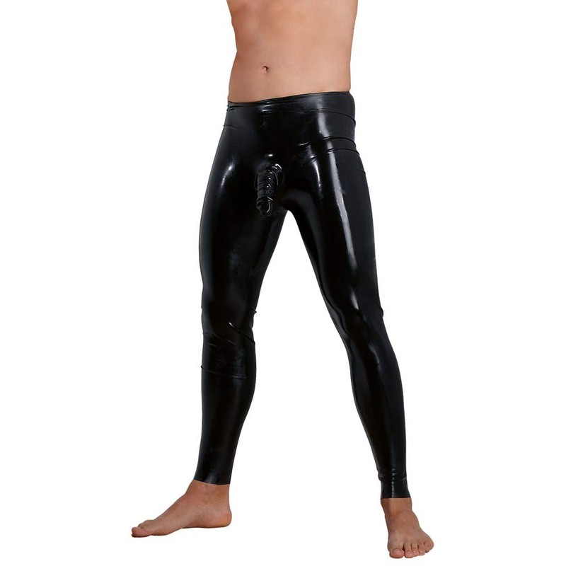 Late X Men's Smallleeve Latex Leggings, Large