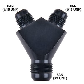 EVIL ENERGY 8AN to 6AN 6AN Y Block Flare Fitting Adapter Union Splitter Black