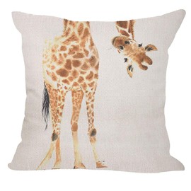 Orythyra Decorative Cushion Covers 45 x 45 cm Giraffe Pillow Case Cushion Cover for Outdoor Patio Garden Blench Living Room Sofa Farmhouse Decor Rustic Linen 18x18 inches