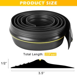 20Ft Universal Garage Door Bottom Threshold Seal Strip with 20oz Glue Gel, Weatherproof Rubber DIY Weather Stripping Replacement - Black