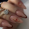 GlamRays Red French Lace Press on Nails Medium Almond False