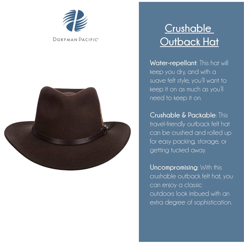 Scala Men's Crushable Felt Outback, Putty, Medium