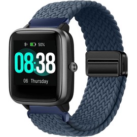 Issinlky Nylon Braided band for Veryfitpro ID205L, 19mm Elastic Strap for GRV FC1 IDW15 ID205S ID205G ID215G ID216 ID205L YM205L Uwatch3 Ufit GT BV205L TE021 SW020 SW021 SW023 Smartwatch