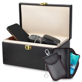 Fara-Day Box for Car Key Set,Faraday Box and 2 Pack Fara-Day Pouch for Car Keys,Car Key Signal Blocker Box for Car Keys and Phones,Anti-Theft Signal Blocking Box