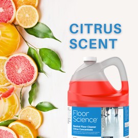 Diversey Floor Science CBD540441 Professional Neutral Floor Cleaner, Deep & Gentle Cleaning with No Residue or Rinse Required, Citrus Scent, Concentrate, 1-Gallon (Pack of 4)