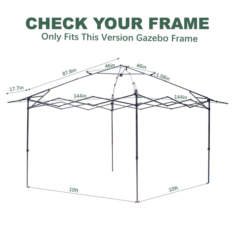 Grey Gazebo Replacement Cover Compatible with ABC 13x13 Pop Up