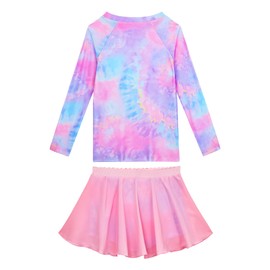 Snowheart Girls Rash Guard Swimsuit Set Long Sleeve Bathing Suit Two Piece 3-12 Years Pink Purple