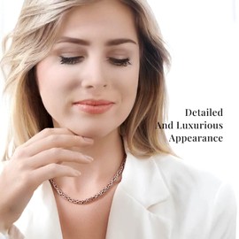 Shop LC Stainless Steel Rose Gold ION Plated Byzantine Link Chain Necklace for Women Size 20-22" 96.30 Grams Birthday Gifts for Women