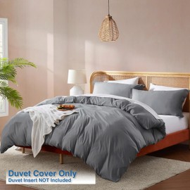 Nestl Grey California King Duvet Cover Sets - Soft Double Brushed Cal King Duvet Cover, 3 Piece, with Button Closure, 1 Duvet Cover 104x98 inches and 2 Pillow Shams
