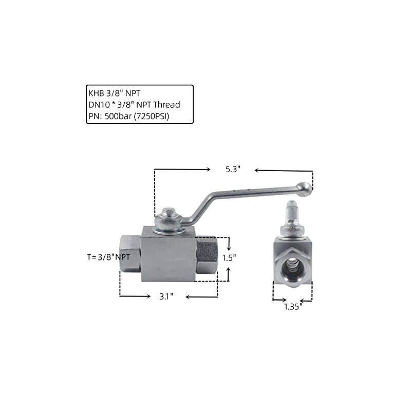 High Pressure Hydraulic Valve KHB 3/8'' NPT, Shut-Off 2 Way