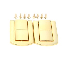 dophee 2Pcs Toggle Catch Lock, Gold Retro Style Iron Decorative Hasp Lock Latch Clasp with Screws for Wooden Chest Trunk Suitcase Jewellery Box, 1.69"x1.26"
