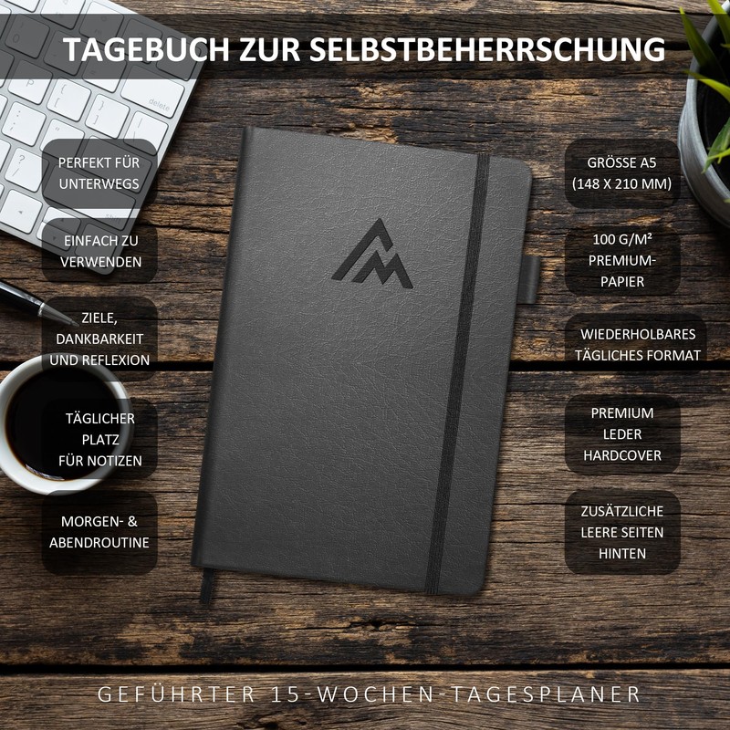 BIROYAL Self-Mastery Journal for Men, Black Triangle