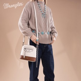 Wrangler Crossbody Bag for Women Color-Block Leather Cross Body Purses with Adjustable Strap WG145-211BG-BR