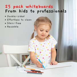 Board Geeks 25 Pack Small White Boards for Students - Double Sided Dry Erase Boards 9 x 12 in - Mini Whiteboard Set for Classroom or Home Use - Portable White Board Bulk for Kids and Teachers