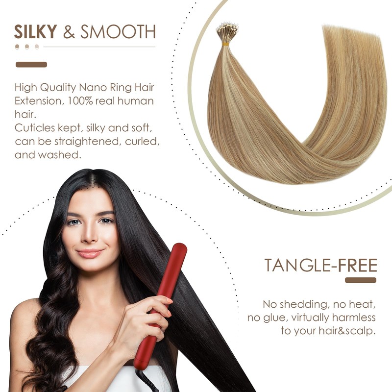 Nano Ring Hair Extensions 16inch 1g/s Pre Bonded 50g Nano