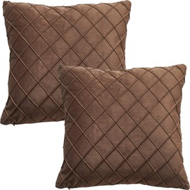 GONOVE Velvet Cushion Covers 45X45cm Soft Decorative Brown Throw Pillow Cases Pack of 2 Square Pillow Covers Pillowcases with Invisible Zipper for Home Couch Sofa Bed
