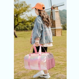 Laser Girl Sports Duffle Bag for Teens - Training, Yoga, Gym, Travel - Wet/Dry Separated Compartment & Shoes Pocket