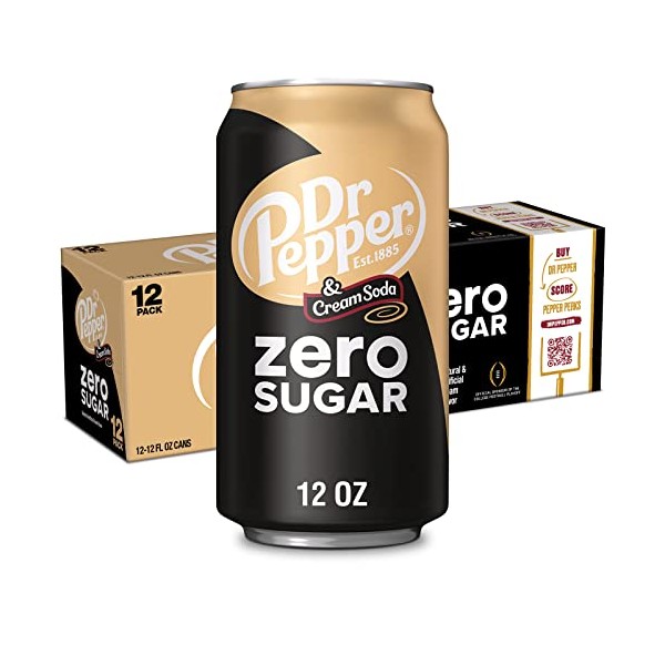 DR PEPPER and Cream Soda Zero Sugar, 12 fl oz