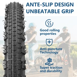 SIMEIQI 2 Pack 16"x2.125" Bike Tires and Tubes with 2 Levers Compatible with 16x1.75/2.125 Inner Tubes AV Valves for Mountain Hybrid Trail Urban Bicycles