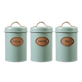 Fenteer Canister Set for Kitchen Counter, Kitchen for the coffee and tea Sugar Storage, Set of 3, with Handles, Green