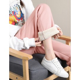 Yeokou Women's Warm Sherpa Lined Athletic Sweatpants Jogger Fleece Pants (Pink, Medium)