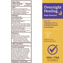 A+D Overnight Healing Diaper Rash Ointment - Soothes, Protects & Relieves Diaper Rash Overnight with Lavender & Colloidal Oatmeal - Healing Ointment for Red, Itchy, Irritated Skin - 3.6oz