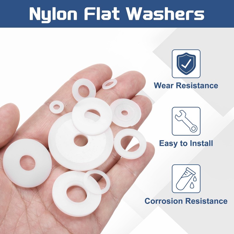 sourcing map 85Pcs M10 Nylon Flat Washers Plain Washer 10mm