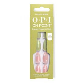 OPI On Point I Gleam of Spring | Long Almond Pastel Pink Green Nail Art Press On Nails | With Nail Glue | Long Lasting, Reusable, Non-damaging