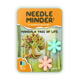 Awesome Pattern Studio Needle Minder Set - Tree of Life Magnetic Needle Minder + 2 Needle Threaders. Enamel Pin for Cross Stitch, Embroidery and Craft