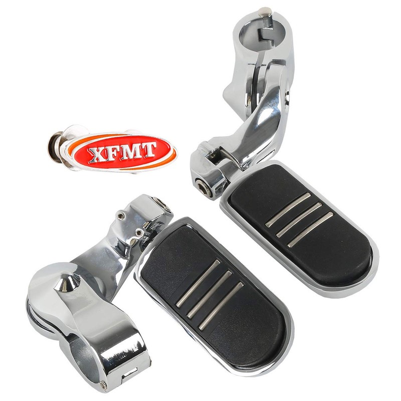 XFMT Chrome 1 1/4" 32MM Short Angled Footpegs Highway Engine
