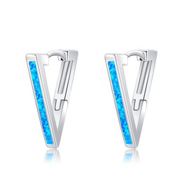 URONE Triangle Earrings 925 Sterling Silver Opal Triangle Huggie Hoop Earrings Triangle Jewelry for Women
