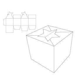 Vaessen Creative MV-SS-211 Craft Gift Box Cutting Stencil, Böxli Star, Own Box, Jewellery Box, Advent Calendar, Placeholder or Other Craft Projects, Silver, 13 x 20.3 cm