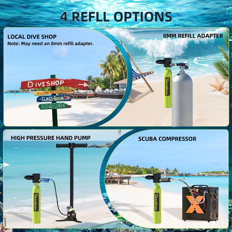 OCEADIVEO 0.5L Mini Scuba Tank for Snorkeling