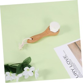 PACKOVE 1Pc Wooden Long Handle Facial Cleansing Brush with Soft White Fiber Deep Pore Cleaning Spa Brush for All Skin Types Manual Face Cleaning Tool for Skin Care